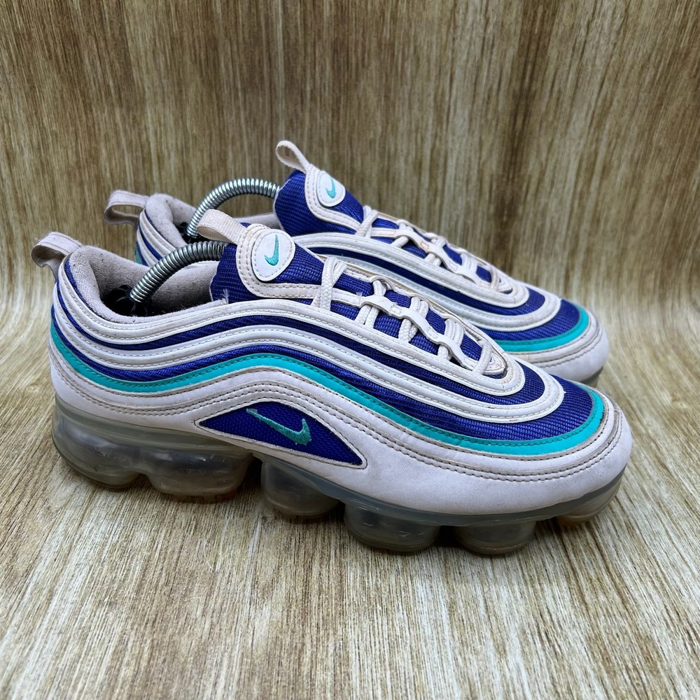 Youth 7Y Women's 8.5 -‎ Nike Air Vapormax 97 White Indigo Burst Shoes Sneakers